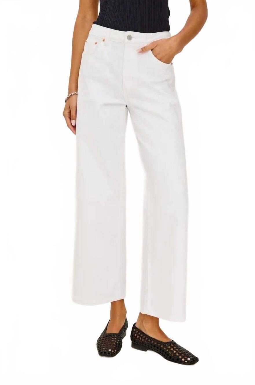 NEW RAILS getty crop wide leg jeans in salt white